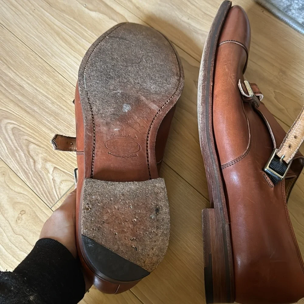 Alfred Sargent J. Crew Mahogany Double Monk Strap Shoes